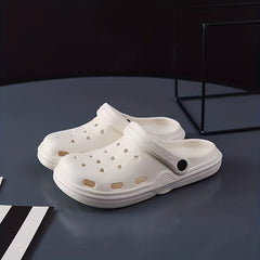 Women's Solid Garden Clogs Hollow Out Closed Toe Slide Shoes