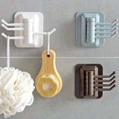180 Swivel Hook 4 Hook Bathroom Wall Shelf