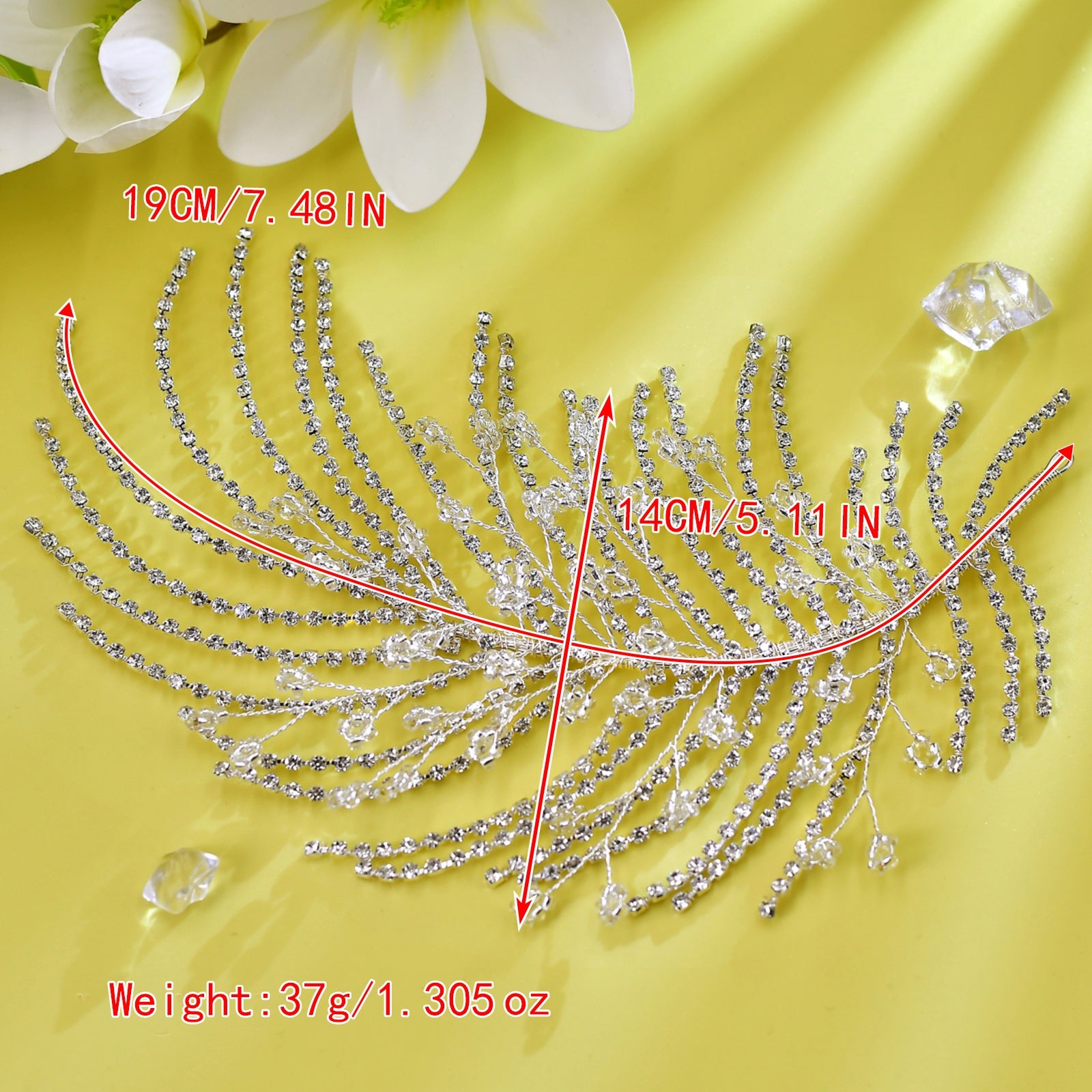 Bohemian Bridal Headpiece with Fireworks Rhinestone Encrusted High Resin