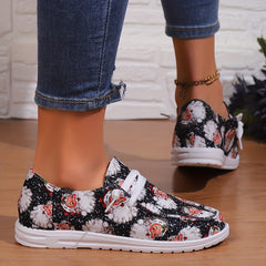 Christmas Santa Print Soft Sole Canvas Sneakers