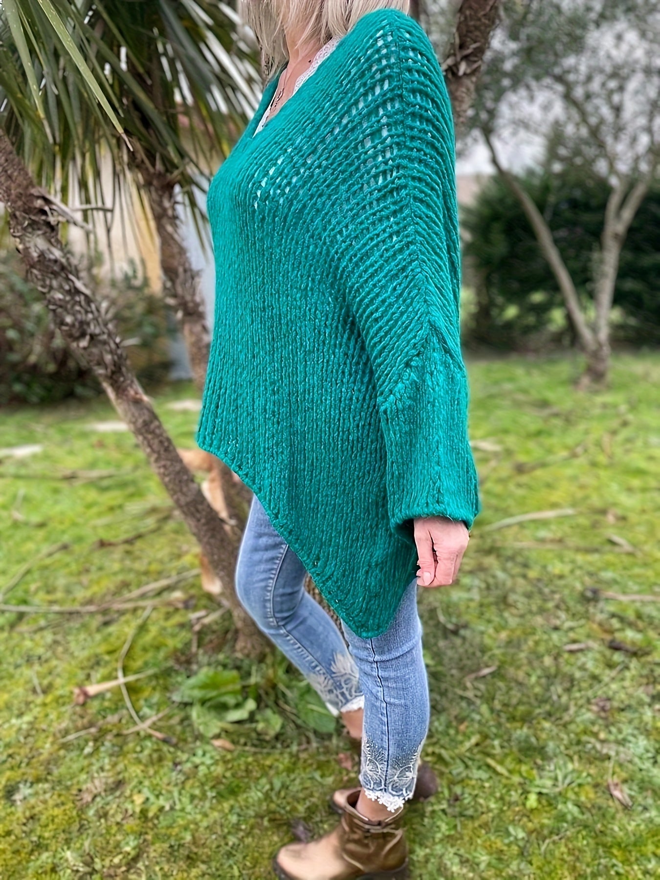 Casual Sweater Women's Solid Hollow Out Long Sleeve Round Neck Jumper