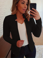 Solid Open Front Blazer Long Sleeve Work Office Outerwear