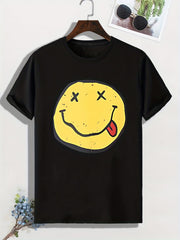 Men's Happy Face Print T shirt Active Tee Outdoor