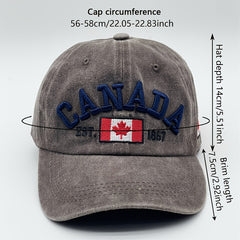 Canada Maple Leaf Baseball Cap Vintage Embroidered Washed Distressed Dad Hats