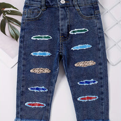 Girls Casual Print Denim Pants For Kids Children Holiday Summer