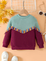 Girls' Boho Chevron Patchwork Sweater Top