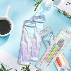20pcs Holographic Ziplock Bags for Makeup Brushes Lip Gloss Jewelry Candy
