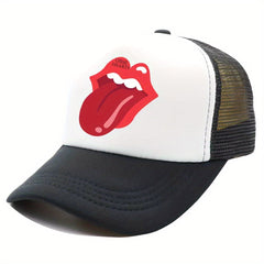 Red Lips Print Trucker Hat Hip Hop Cartoon Mesh Baseball Cap