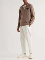 Bull Pattern Knit Polo Shirt Men's Casual Lapel Middle Stretch V Neck Pullover