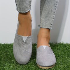 Women's Solid Flat Shoes Slip On Low Round Toe Lightweight Outdoor Shoes