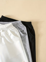 3pcs Letter Tab Print Boys Comfortable Creative Shorts