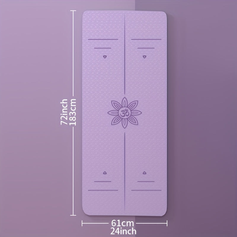 Non-slip Soft Fitness Mat for Yoga with Body Guide Line