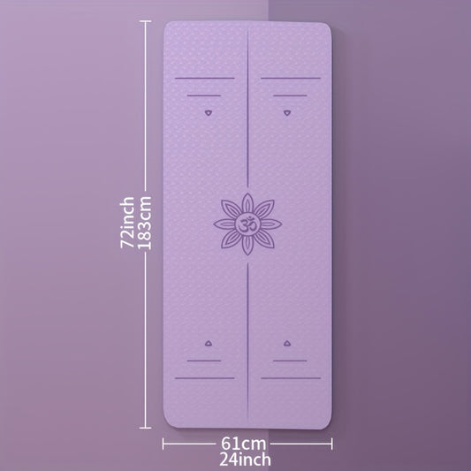 Non-slip Soft Fitness Mat for Yoga with Body Guide Line