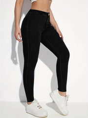 Slim Fit Skinny Jeans High Stretch Button Closure Women's Denim Jeans