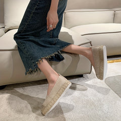 Sequins Pattern Slip On Espadrilles Loafers Low Thick Bottom Casual Shoes