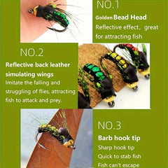 8pcs Fast Sinking Fly Fishing Nymph Bait Trout Insect Lure Micro Accessories