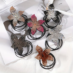 Women's Rhinestone Flower Resin Hair Tie Elastic Hair Rope
