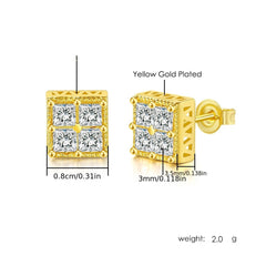 Girl's Hip Hop Square Zircon Earrings Geometric Jewelry