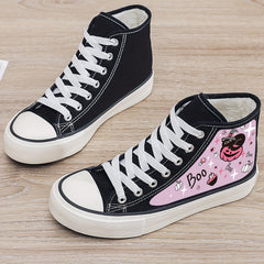 Cartoon Print Plush Lined Thermal Chunky Canvas Sneakers