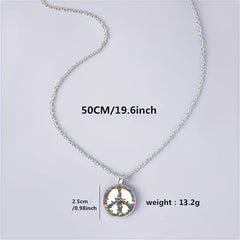 Peace Sign Pattern Butterfly Pendant Necklace