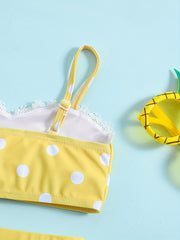 Girls' Polka Dot Bikini Tankini Swimsuit Set for Summer Beach