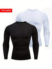 2pcs Men's Quick Dry Compression Shirt for Outdoor Gym Running
