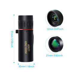 12X HD Magnification Monocular 3 6 Inch High Power Telescope
