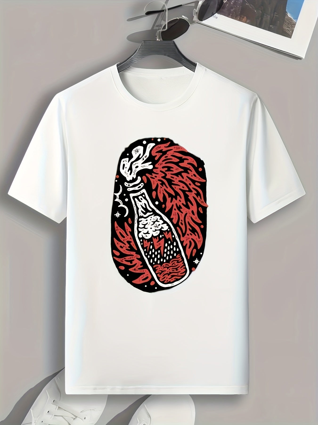 Bottle Print Men's Graphic T shirt Casual Comfy Tees For Summer