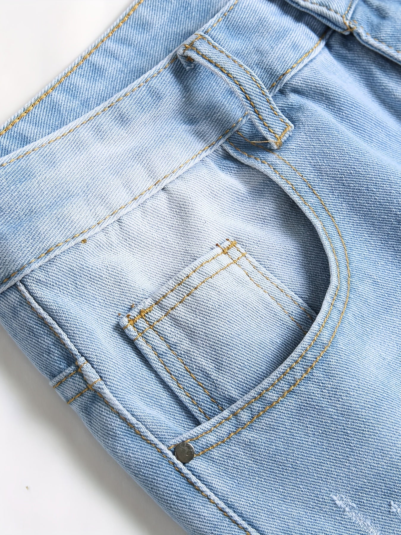 Slim Fit Ripped Denim Shorts Men's Casual Street Style Distressed Denim Shorts