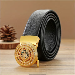 Rose Golden Tiger Head Auto Buckle Belt