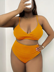 Ribbed Wrap Top & High Rise Panty Bikini Set