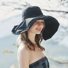 Solid Casual Sun Hat UV Protection Travel Beach Hats Women