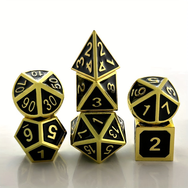 7pcs Metal Dice Polyhedron Set For Fun And Leisure