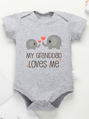Baby Boys Romper My Granddad Loves Me & Elephants Print