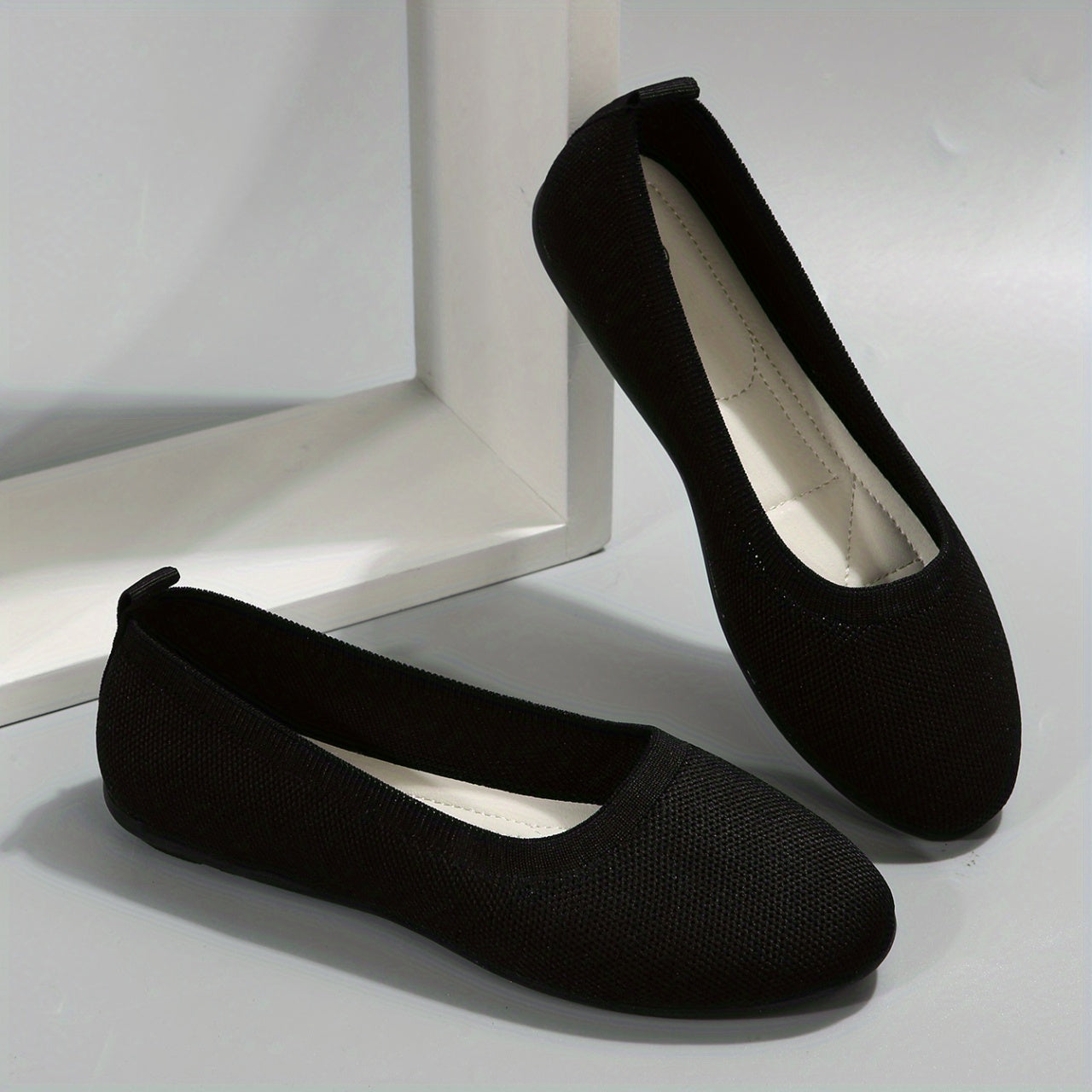 Women's Knitted Almond Toe Slip-On Flats