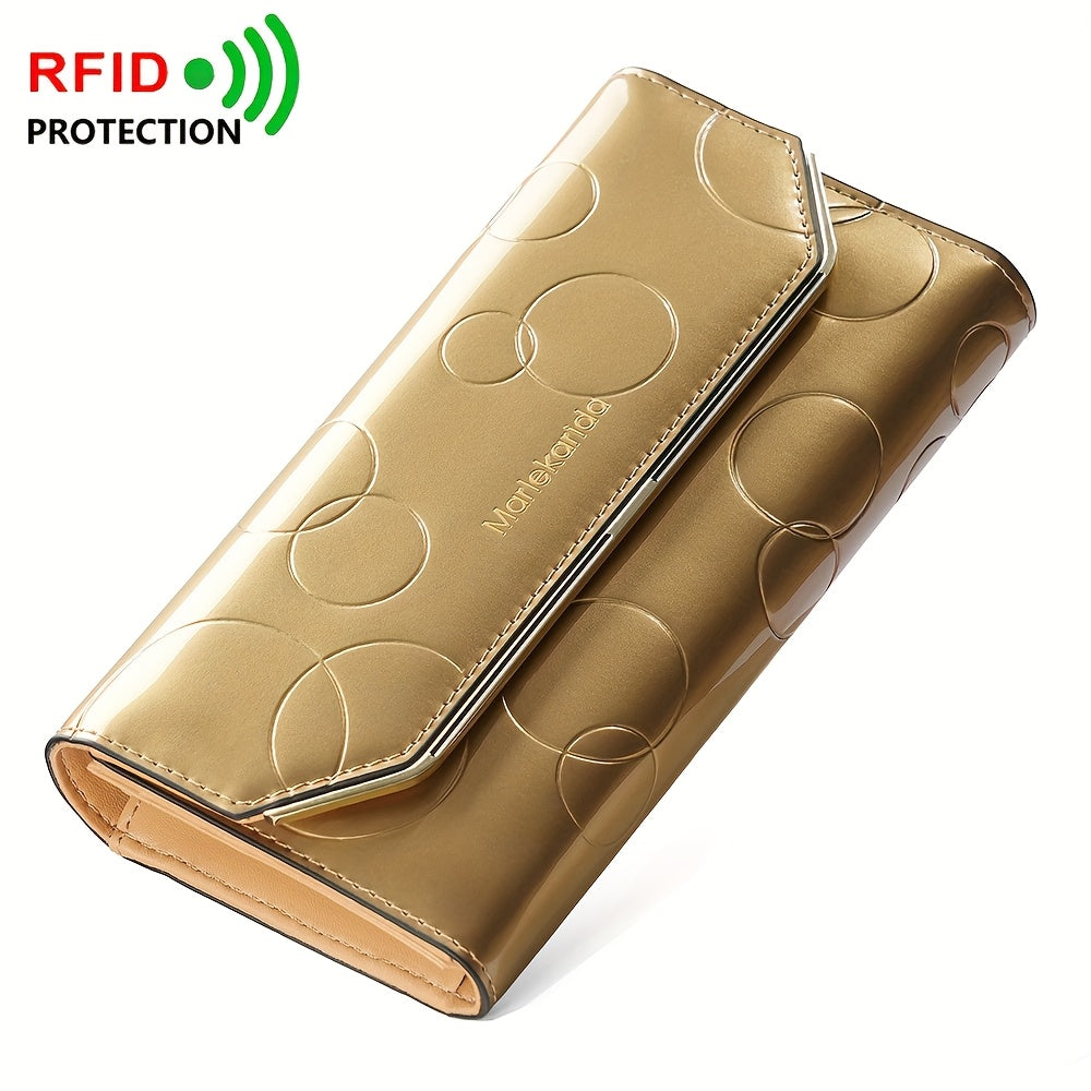Women's Patent Leather Clutch Wallet Snap Closure