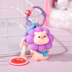Cartoon Sun Flower Piggy Keychain for Kids & Girls