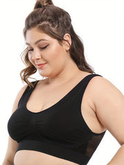 2 Pack Plus Size Sports Bra Set Women's Plus Hollow Out Wireless