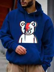 Cartoon Bear Print Hoodie for Men