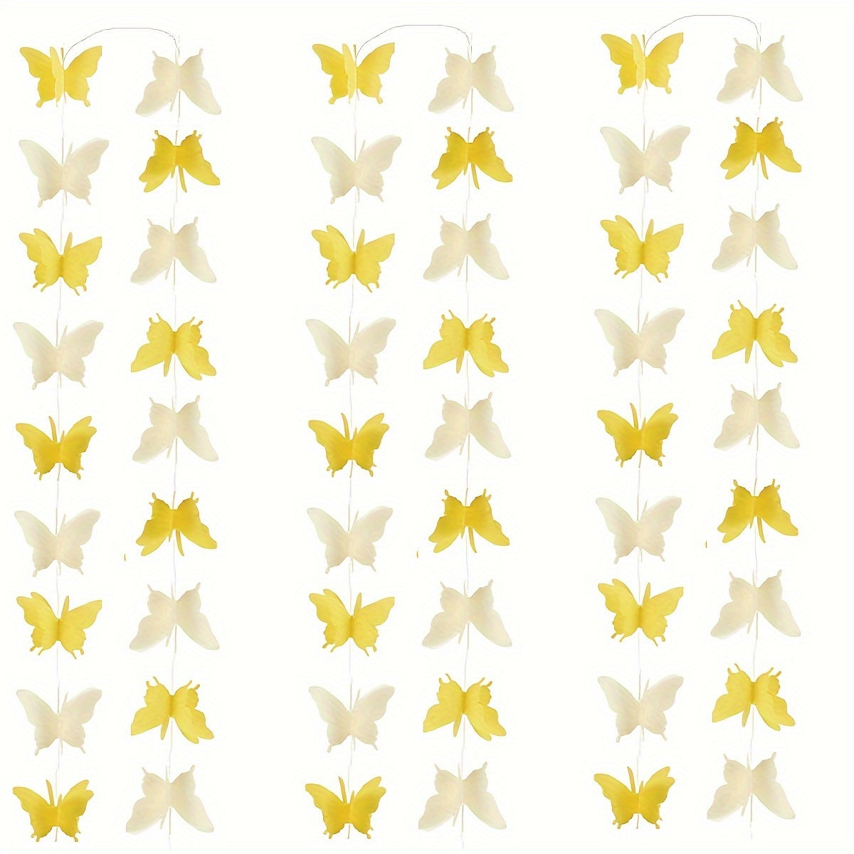 3pcs Large Yellow 3D Butterfly Pull Flower Party Decoration