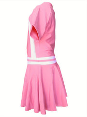 Girls Splicing Short Sleeve Zip Swimwear