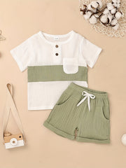 Colorful T-shirt & Shorts Set for Toddler Boys