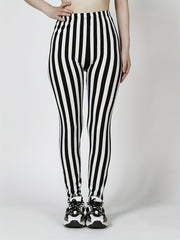 Striped Print Skinny Leggings Casual Stretchy Leggings