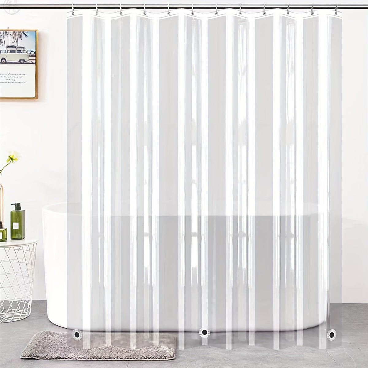 1pc Transparent Shower Curtain With 3 Magnets Vertical Sense Of Heavy Waterproof