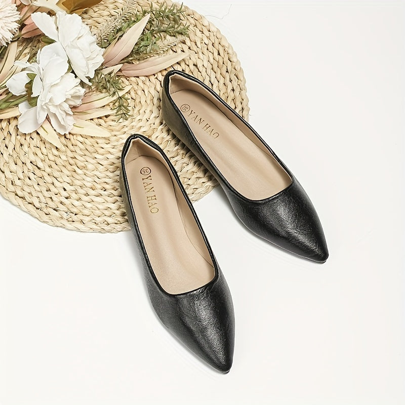 Women's Pointed Toe Ballet Flats Soft Sole Slip On Work Shoes