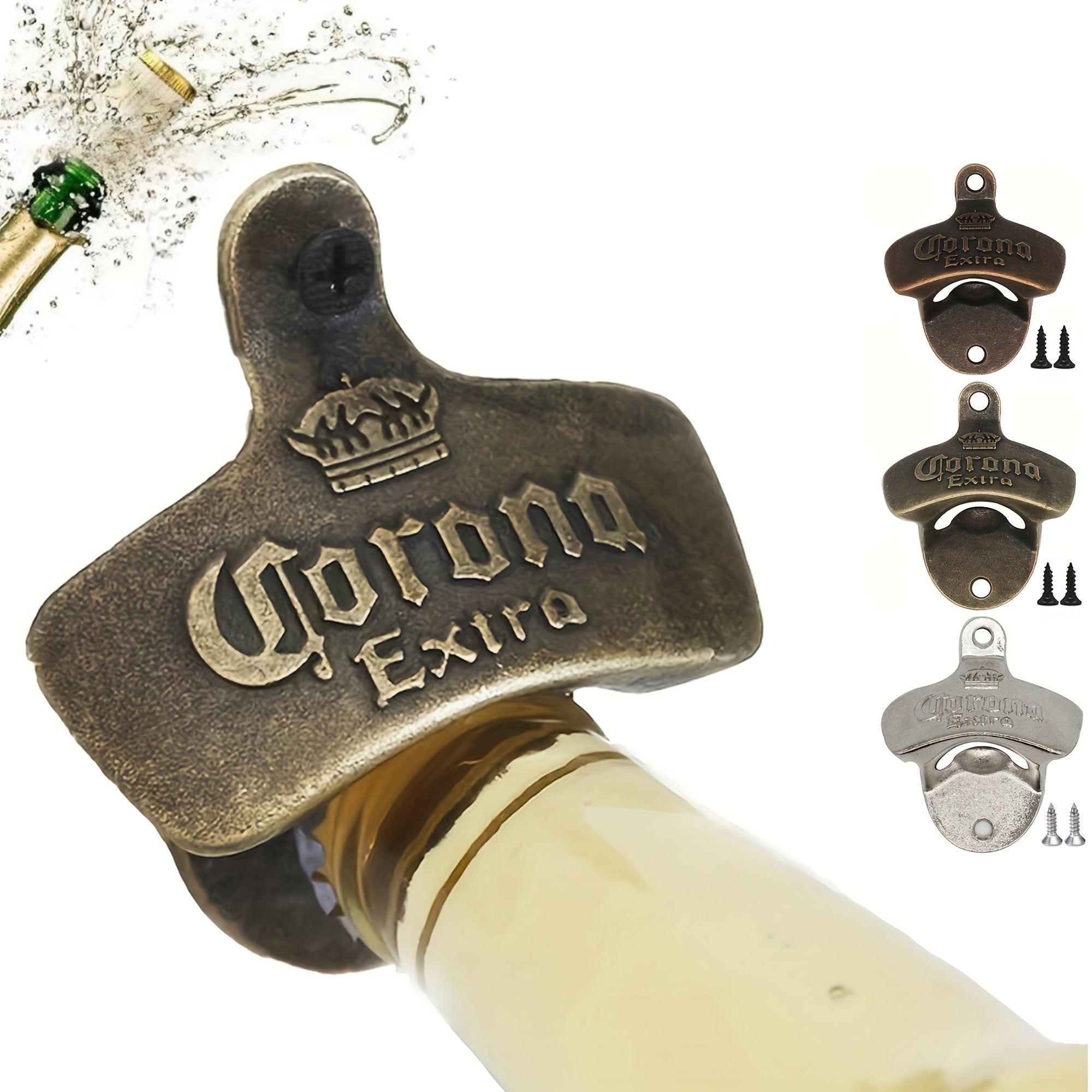 Vintage Beer Bottle Opener Wall Mount Antique Metal Hardware with Mount Screws