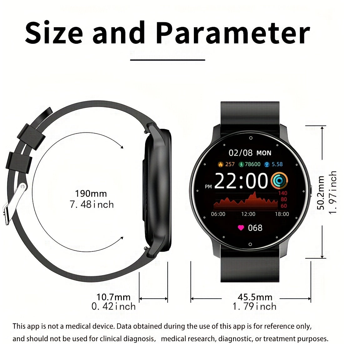 Waterproof Smart Watch Full Touch Screen Silicone Band
