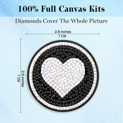 2pcs DIY Diamond Painting Car Coasters and Love Kits
