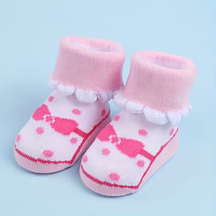 3 Pairs Baby Girls Princess Bow Dot Pattern Lace Crew Socks