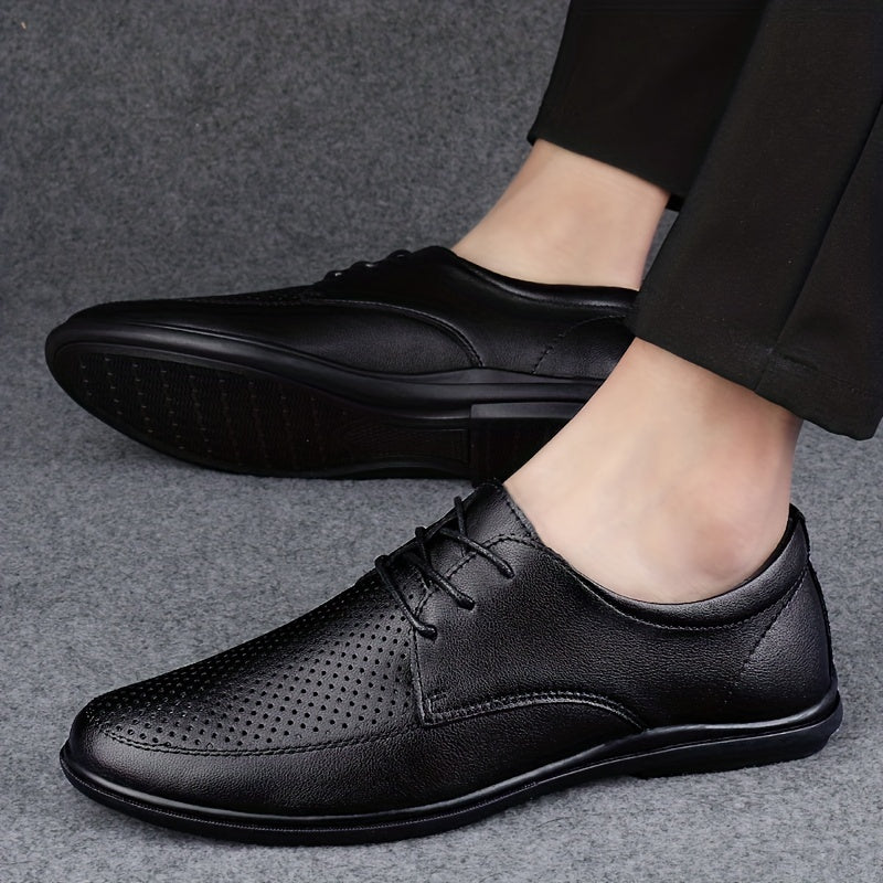 Men's Breathable Lace Up Leather Shoes Smart Casual Walking Shoes